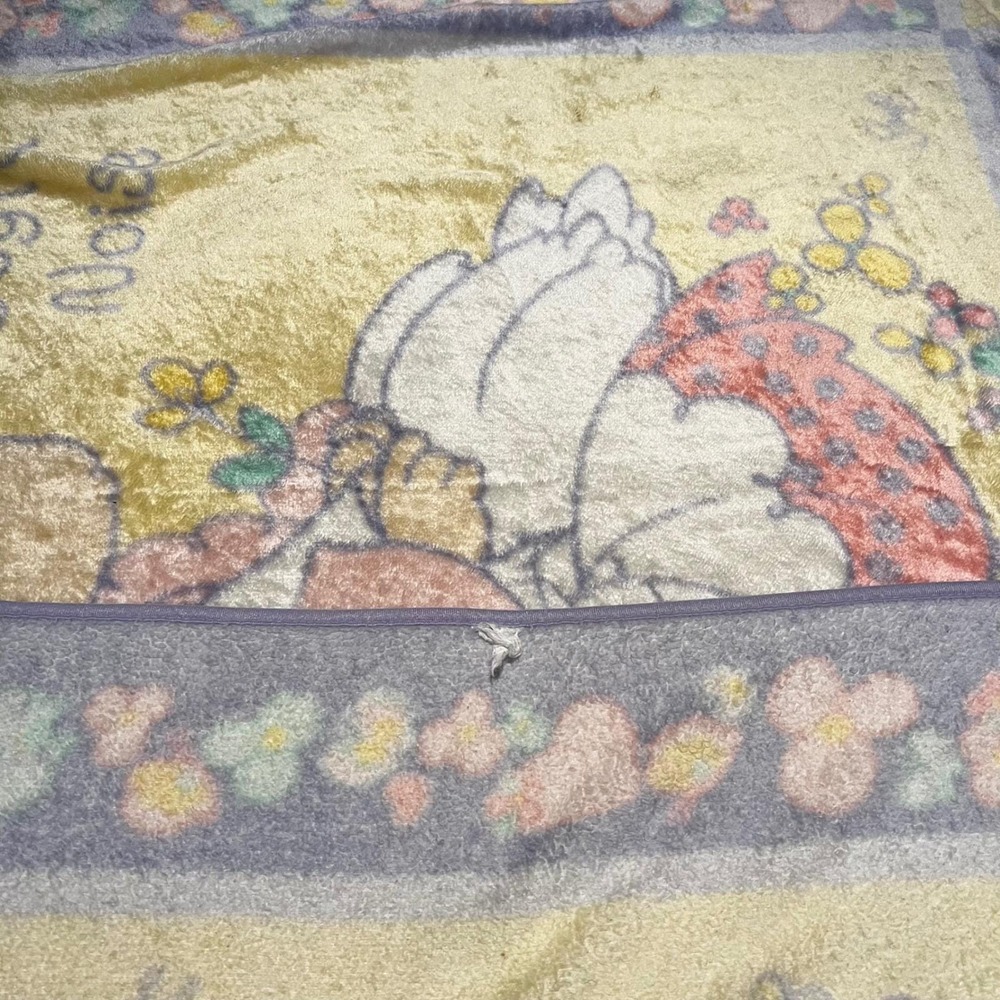 VTG Precious Moments Joyful Noise Baby Blanket Fleece Christian cottage 49x58 - Picture 4 of 7